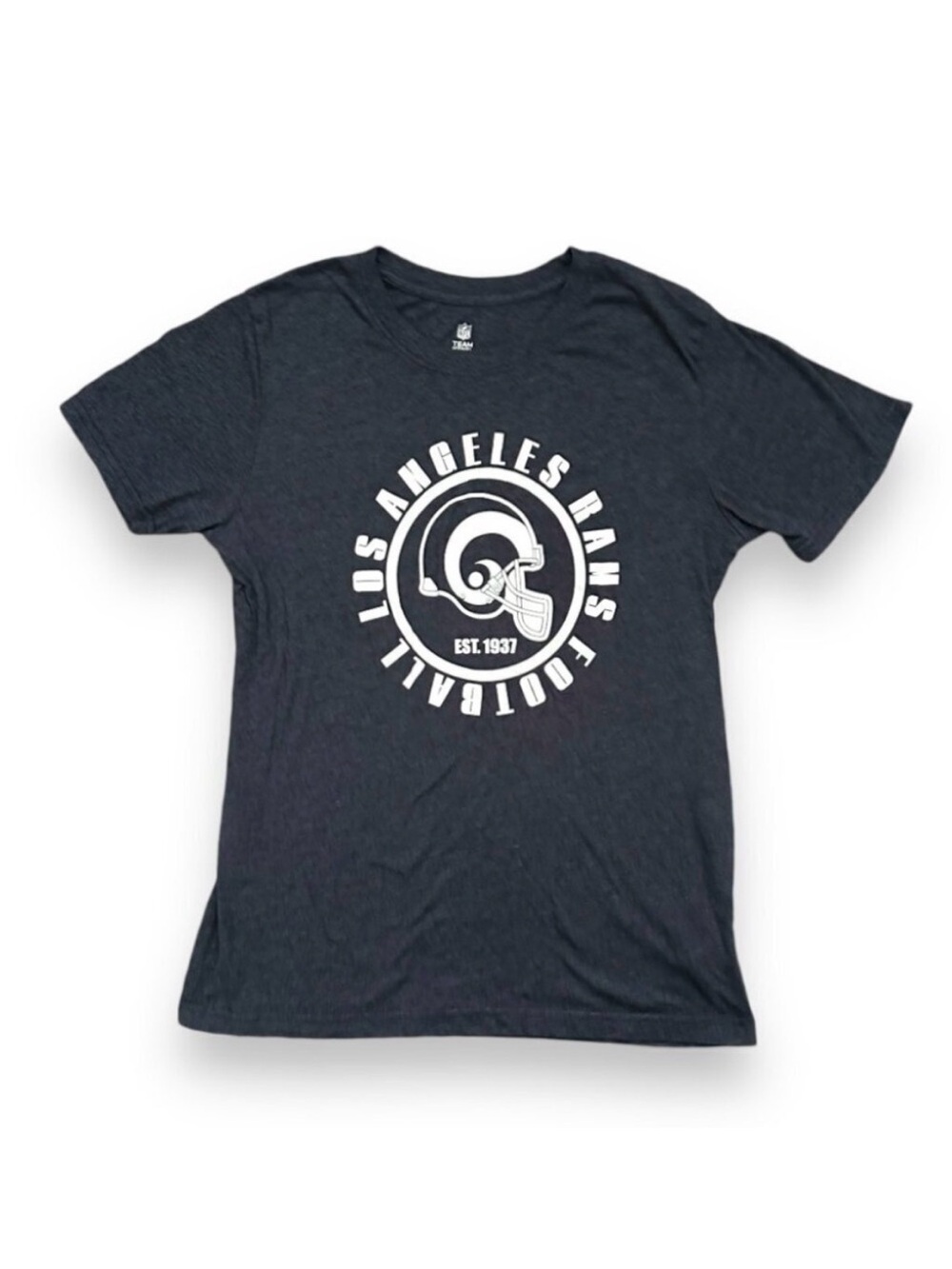 NFL Los Angeles Rams Navy Blue Heather Graphic Tee Women's Size XL Fitted Top